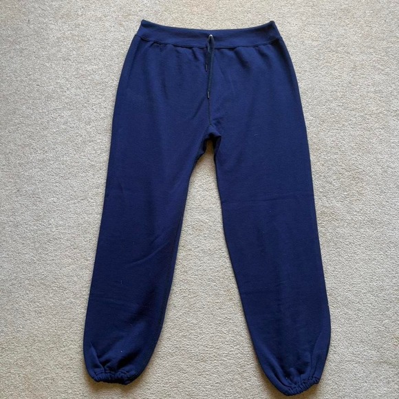 True Vintage 1970s Navy Blue Gusseted Jogger Sweatpants Large Drawstring‎ Waist - Picture 1 of 6